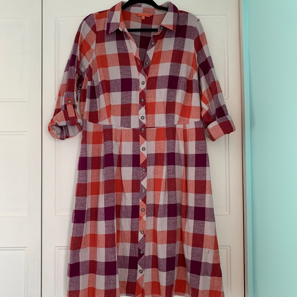 Modcloth Dresses & Skirts - Button-up Plaid Flannel Midi Dress